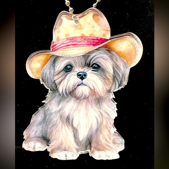 Cute Dog Window/Car Hanger, bright color, 3” X 3”, chain 16”, 1/8” plastic - Picture 2 of 2